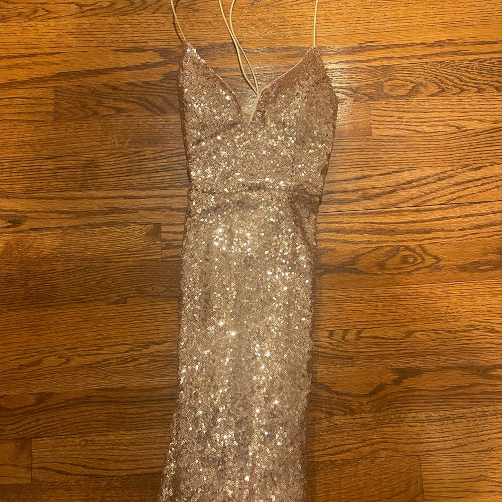 Rose gold sequins dress